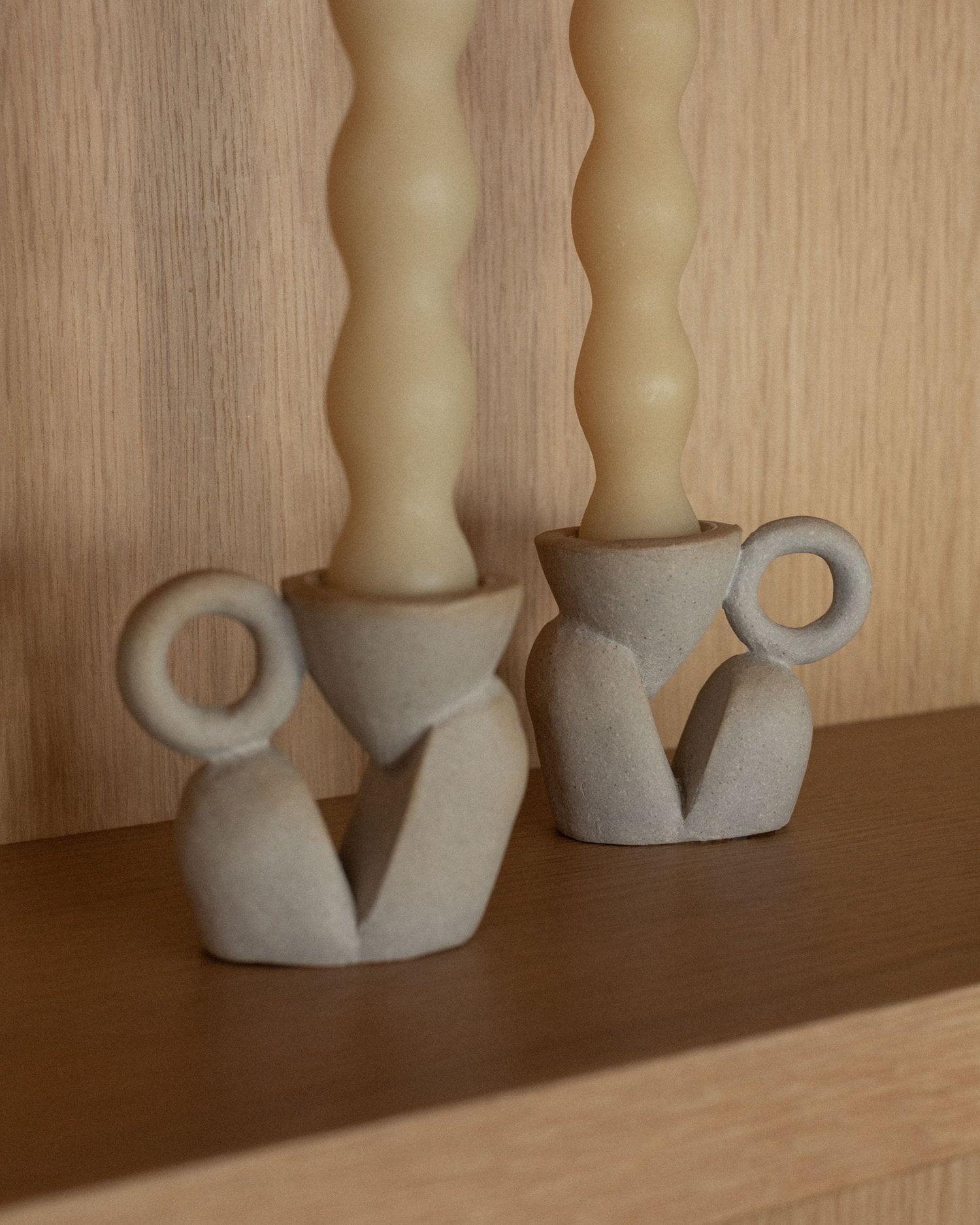 Brown Bloom Candle Holder Pair