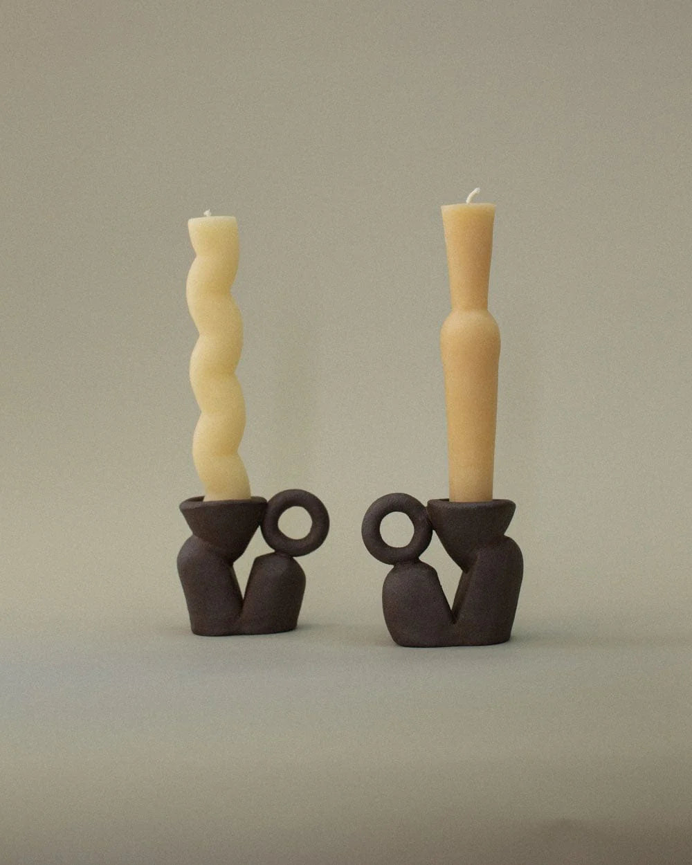 Brown Bloom Candle Holder Pair