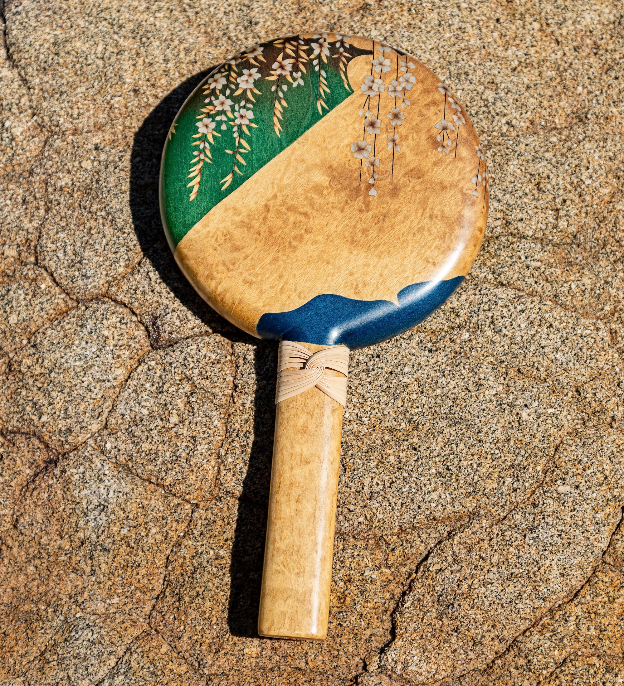 Marquetry Wooden Hand Mirror