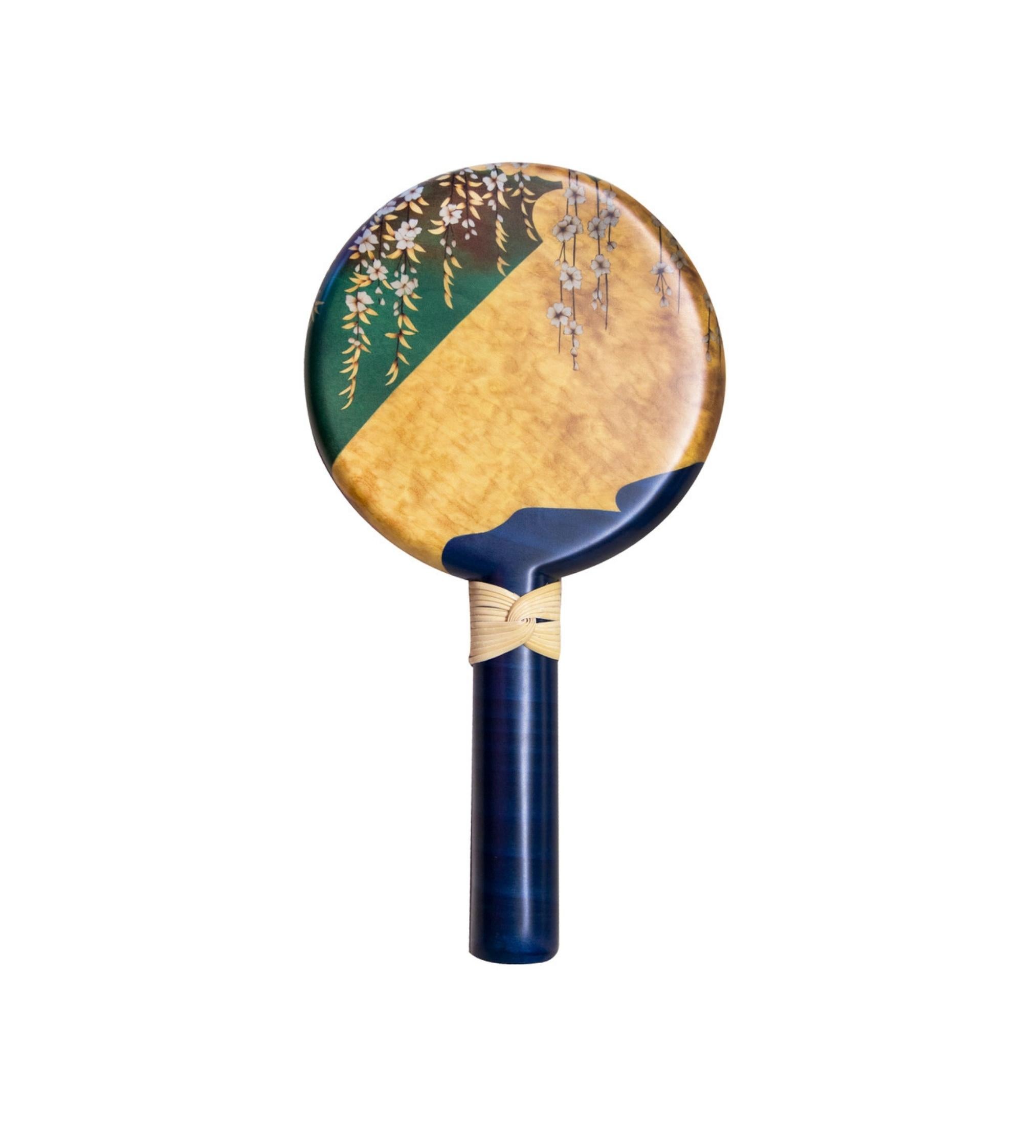 Marquetry Wooden Hand Mirror